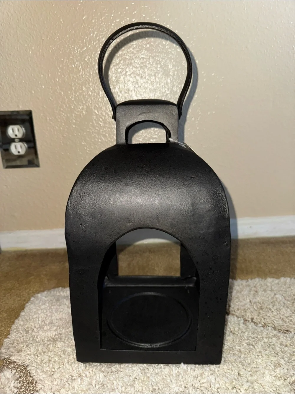 Threshold Cast Aluminum Lantern – Black 13.5” Pillar Outdoor Candle Holder NWT